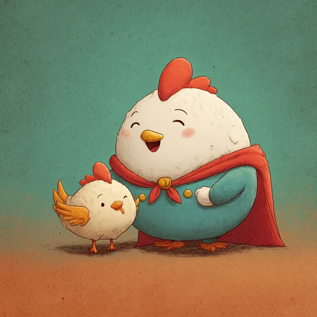 Cute Cartoon Super Chicken and Sir Dumplings