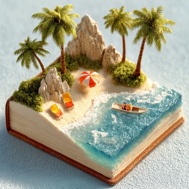 Summer Beach Scene Miniature Book Art Travel