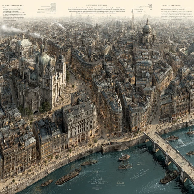19th Century London Aerial Map