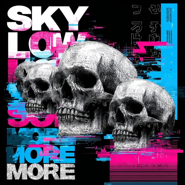 Glitch Art Skulls Cyberpunk Music Cover Artwork