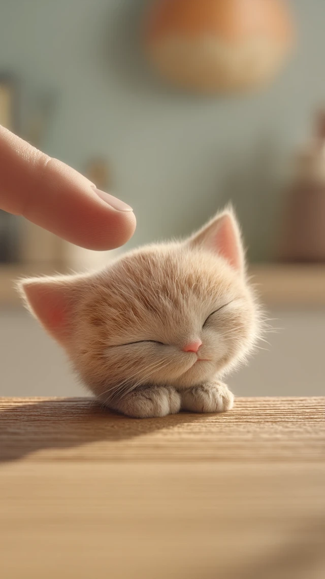 Tiny Kitten Portrait: Peaceful Moment