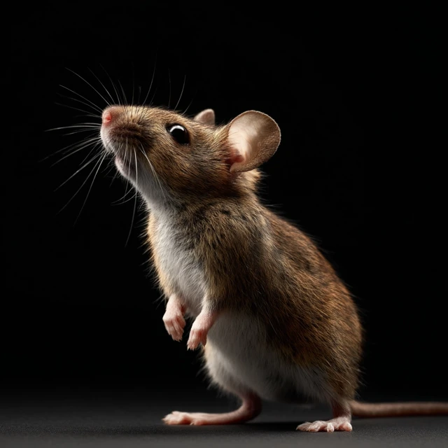 Mouse Standing On Hind Legs Black Background