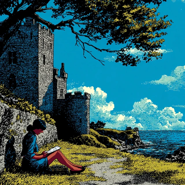 Scottish Writer Pop Art Castle and Sea