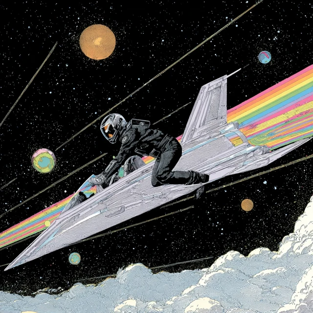 Retro Anime Space Cowboy Jet Illustration