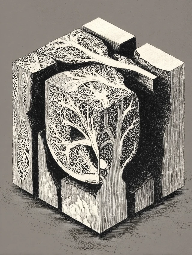 Mushroom Cube Section Illustration