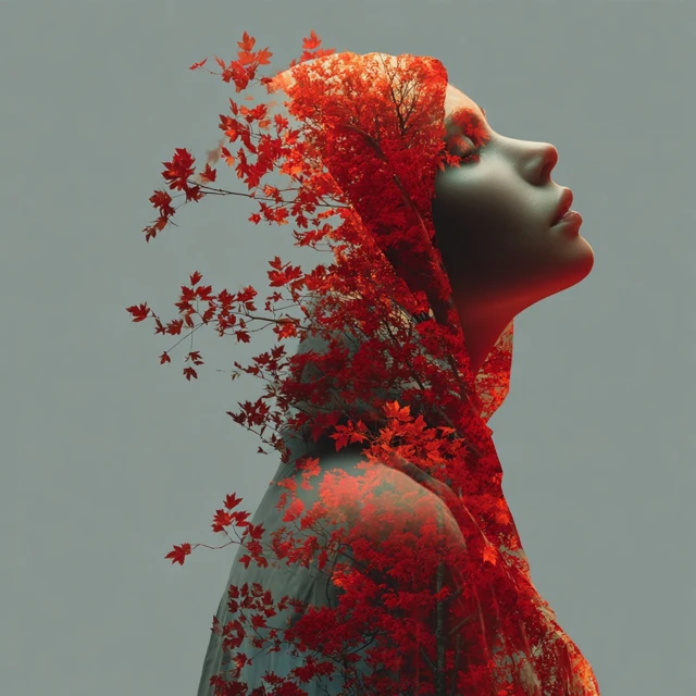 Woman to Red Viburnum Morph Transformation