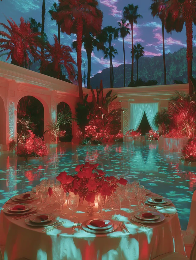 Retro Event Hall Dreamlike Arizona Night Vaporwave