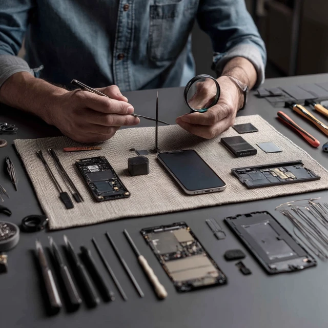 Mobile Phone Repair Technician At Work