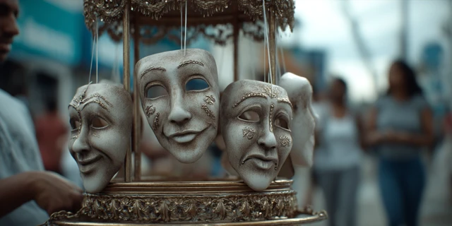 Drama Masks at Puerto Rican Rally Ponce