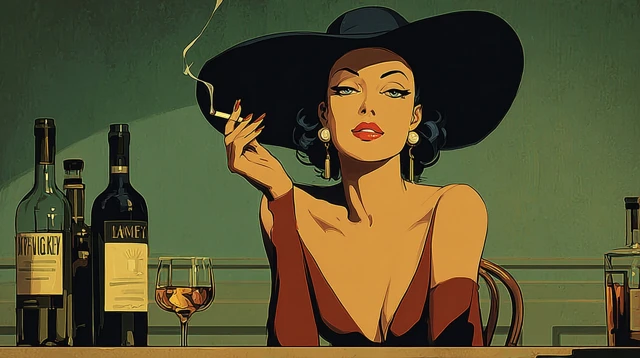 Art Deco Woman Smoking Vintage Poster