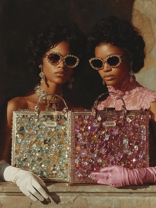 Prada Campaign Supermodels Diamond Gowns 60s Mod