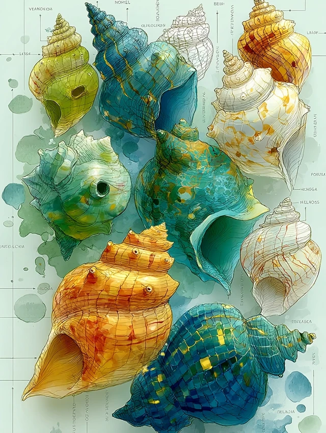 Seashell Pattern Design with Soft Colors