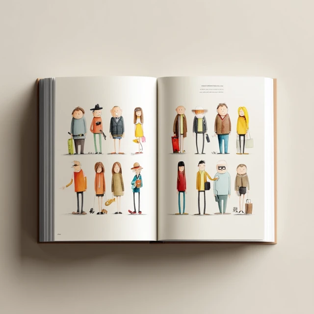 Minimal Story Characters in a Book Illustration