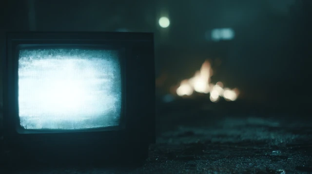 Retro TV Static Burning Fantasy Film Still