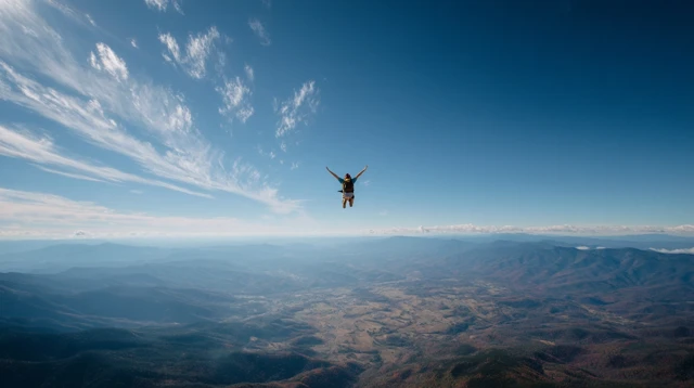 Young Adult Flying Freedom Sky Mountains