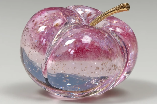 Handcrafted Glass Peach Sculpture Ultra Realistic
