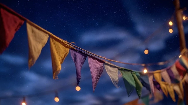 Sao Joao Festival Flags Under Starry Sky