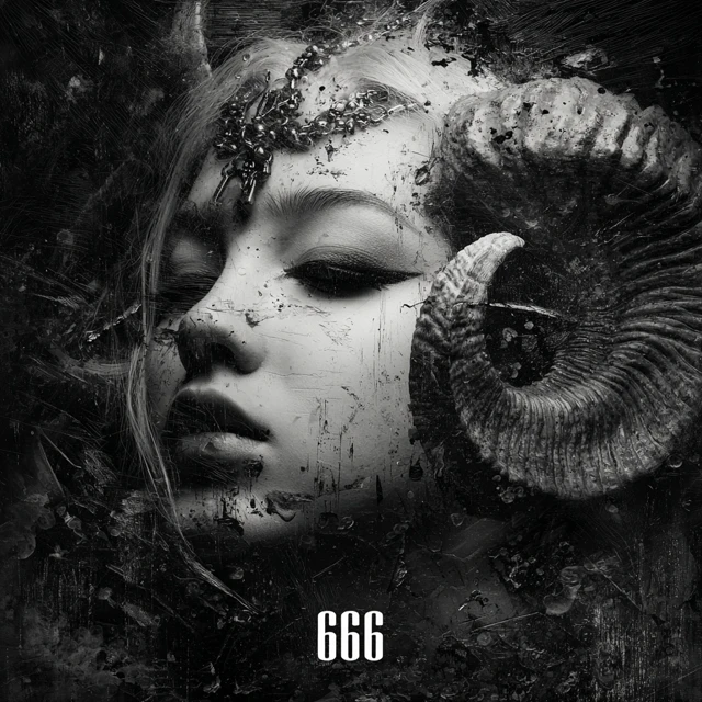 Mysterious Portrait of a Woman with Horns