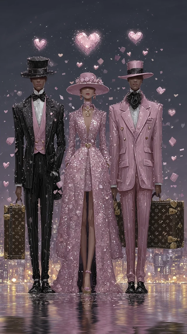 Elegant Couple with Heart Eyes Surreal Editorial