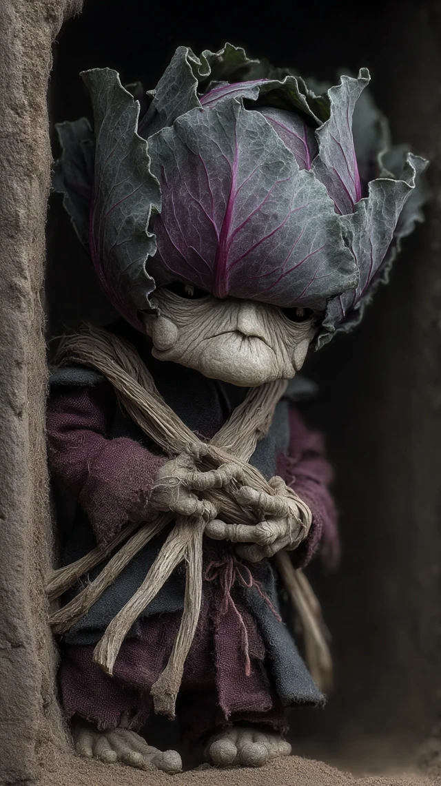 Grotesque Cabbage Head: Folk Horror Creature