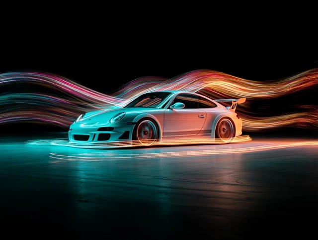Fast Sports Car Light Painting Artwork