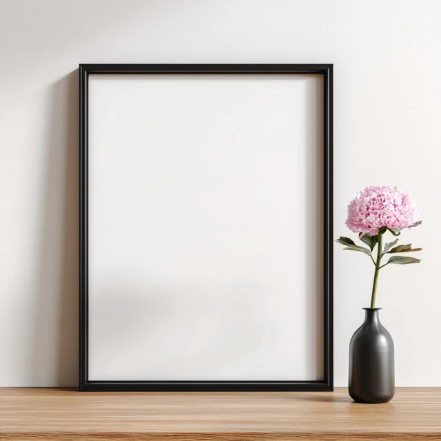 Minimalist Picture Frame with Flower and Vase