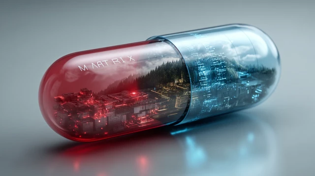 Matrix Pill Design Digital Nature and AI Inside