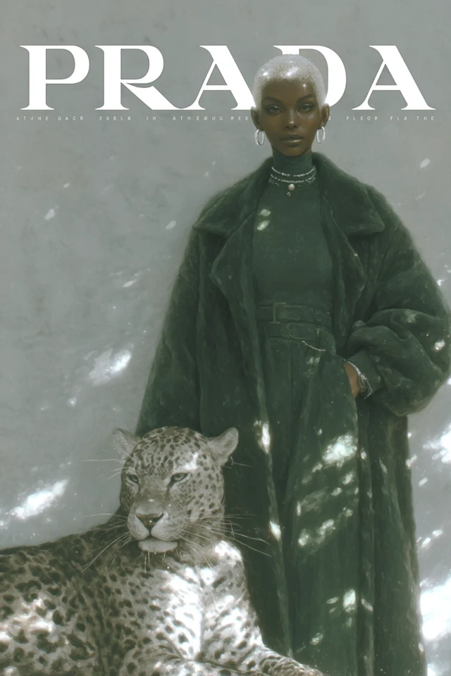 Prada Vogue Illustration Black Woman and Panther