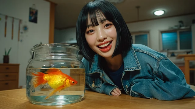 Korean Woman Goldfish in Jar Professional Quality