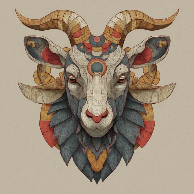 Geometric Ram Head Vector Design