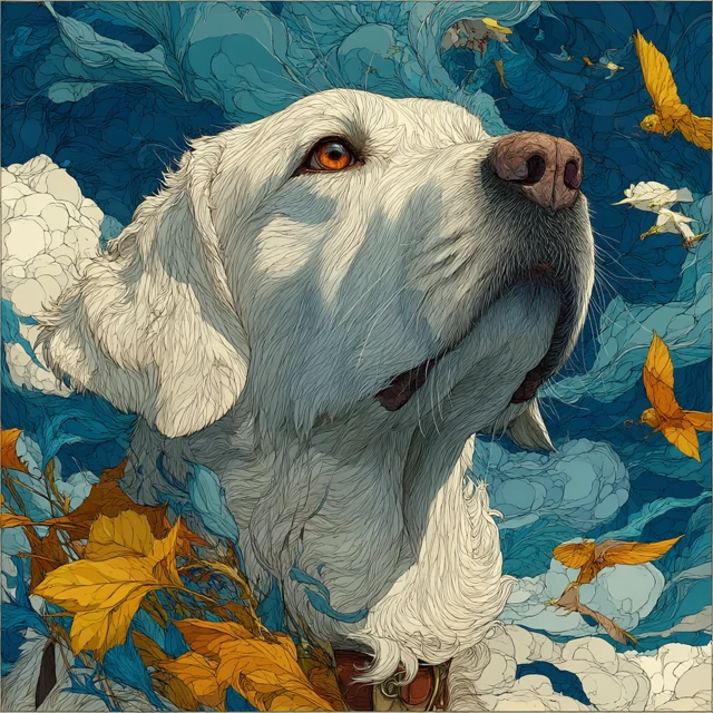 Golden Retriever Portrait Intricate Illustration