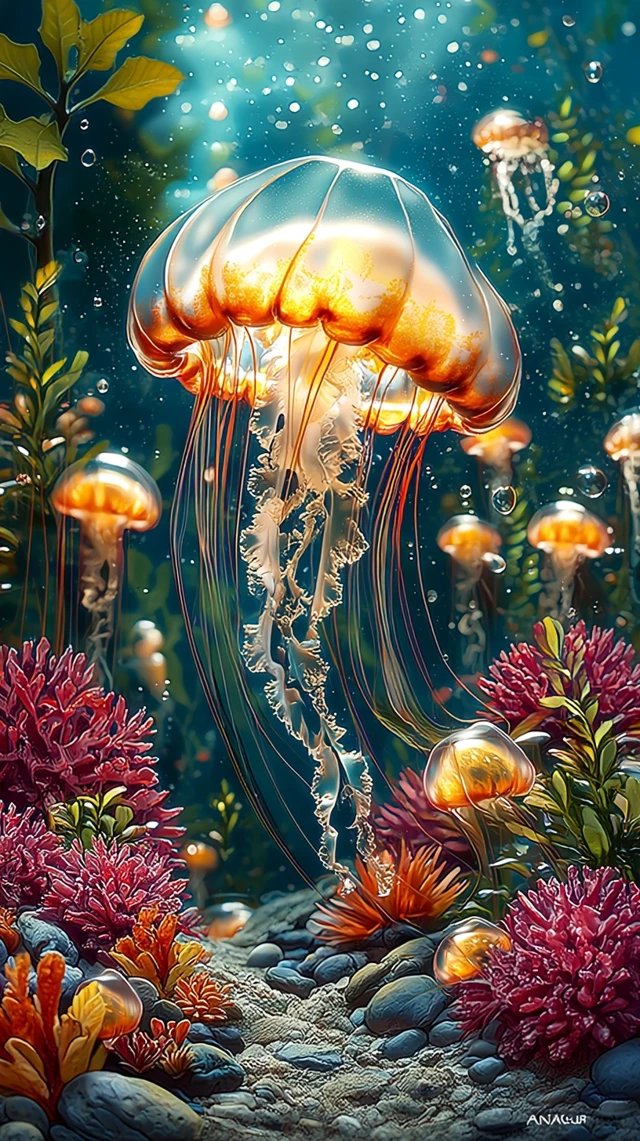Underwater Jellyfish Paradise Beautiful Ocean Scene