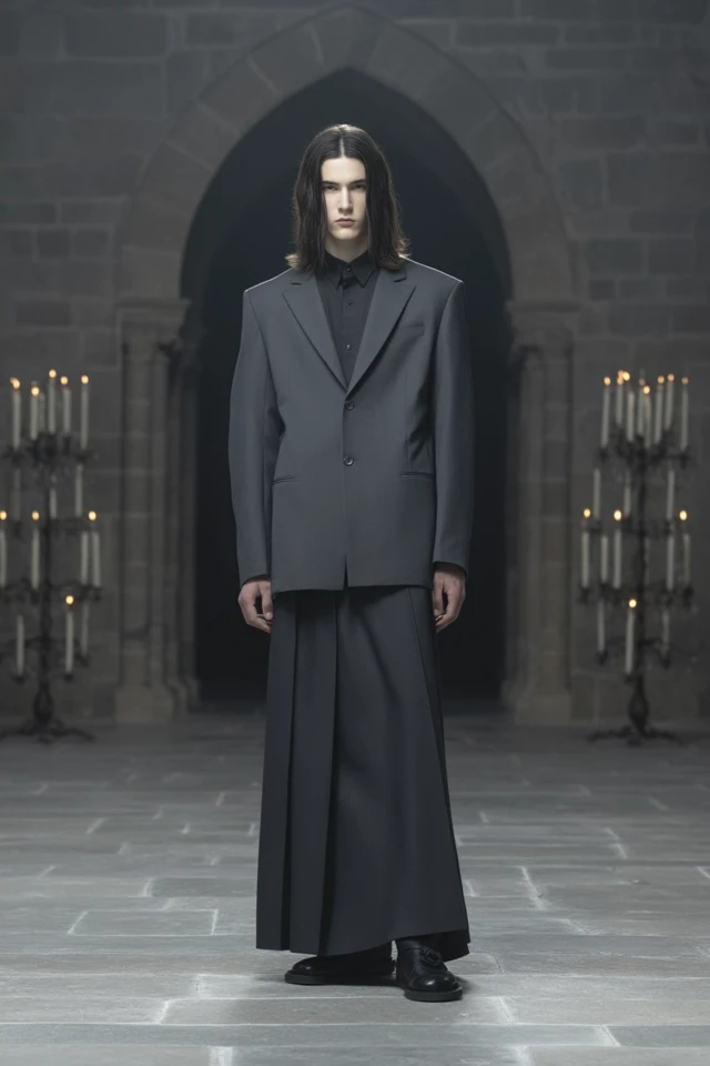 Avant Garde Male Model in Dior Dark Suit