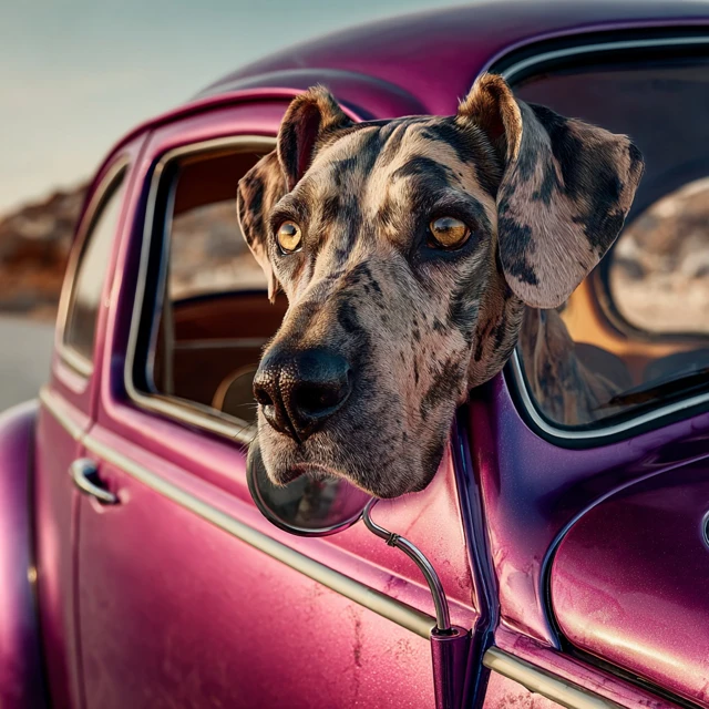 VW Beetle with a Great Dane Photography