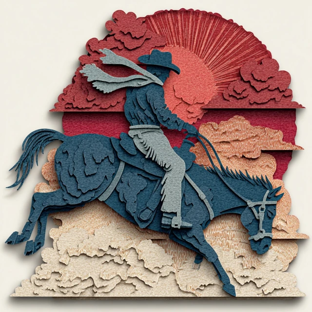 Papercut Rodeo Cowboy Design SVG Laser Cut File