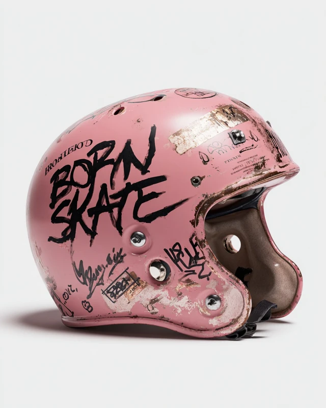 Pink Skateboard Helmet Born To Skate Product Photo