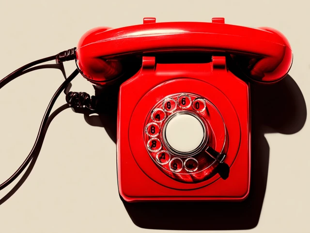 Vintage Red Telephone Close Up Retro Design