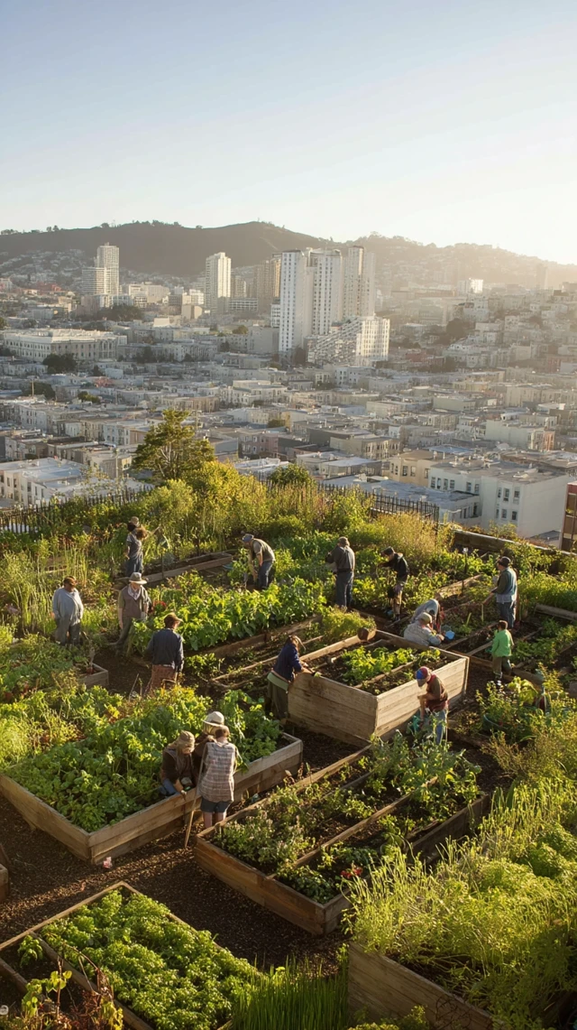 Urban Rooftop Garden Community Growing Food