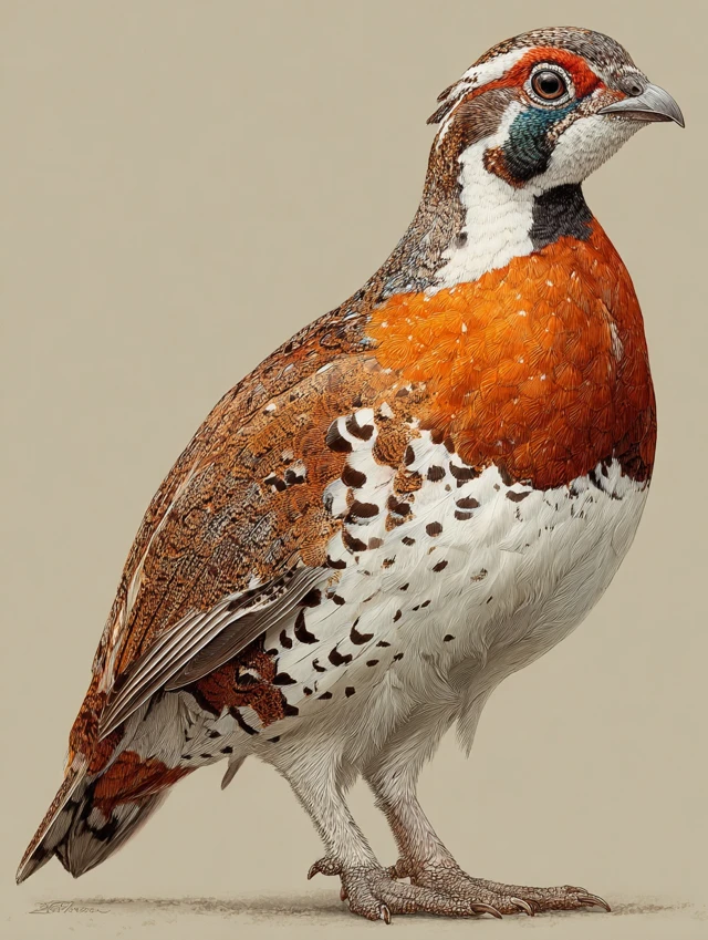 Bobwhite Grouse Watercolor Painting Elegant Bird Art