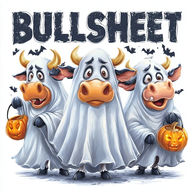 Halloween Bullsheet Cartoon Cows Spooky and Funny