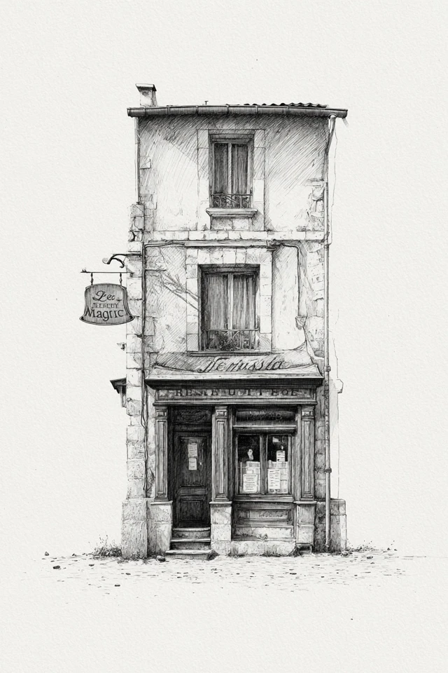 Pencil Sketch of Le Perroquet Magique Tavern