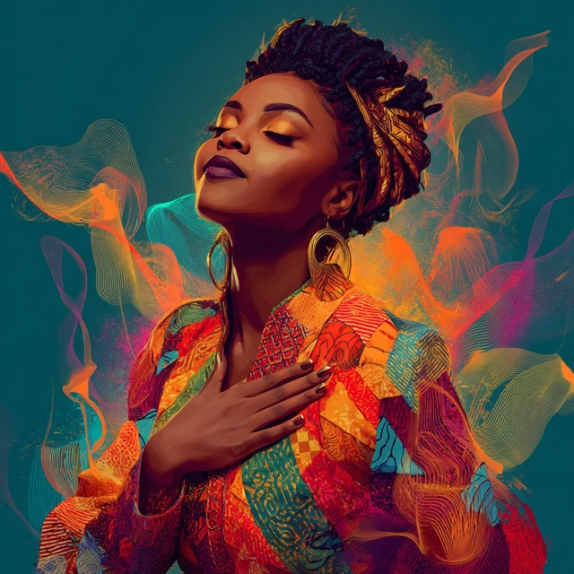 Digital Portrait Radiant Melanated Woman