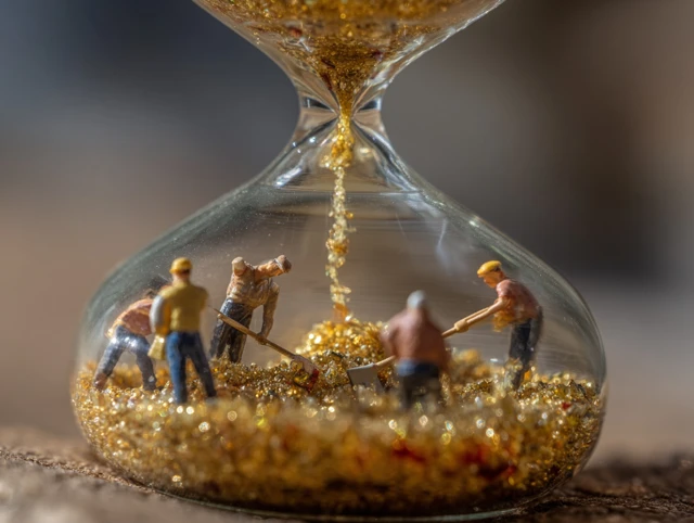 Hourglass with Workers Working Time