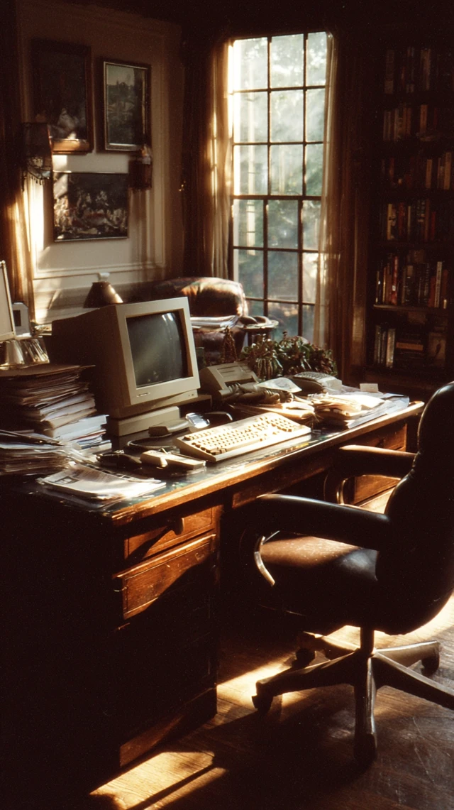 1987 Home Office Study Vintage Computer Desk