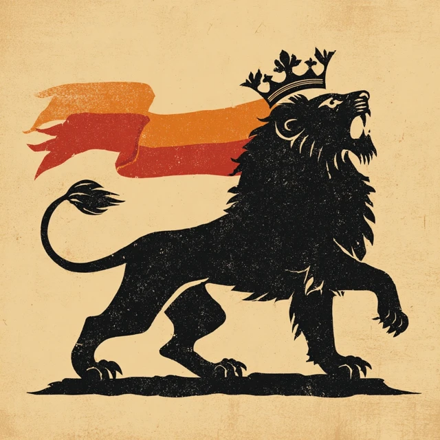 Lion of Judah Silhouette Crown Flag Heraldic Art