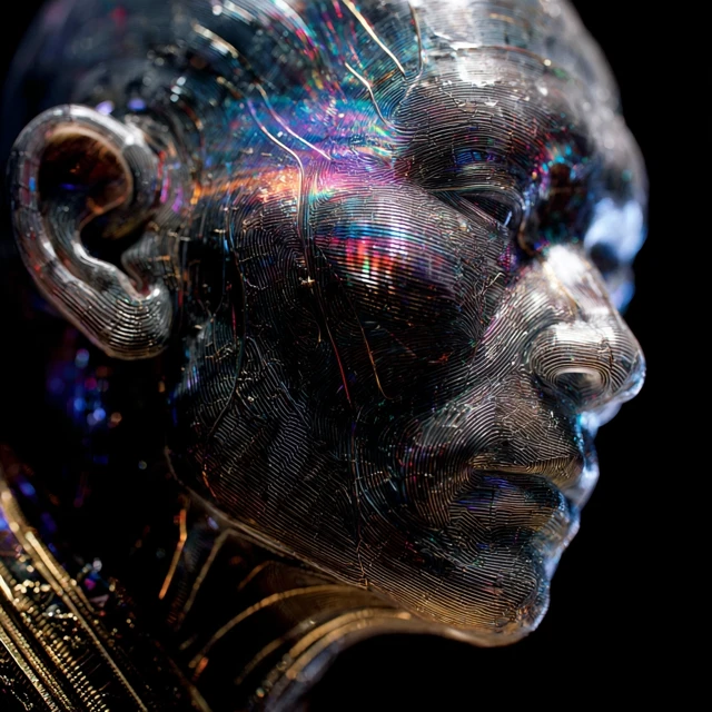 Cyberpunk Glass Head Hyperrealistic Portrait