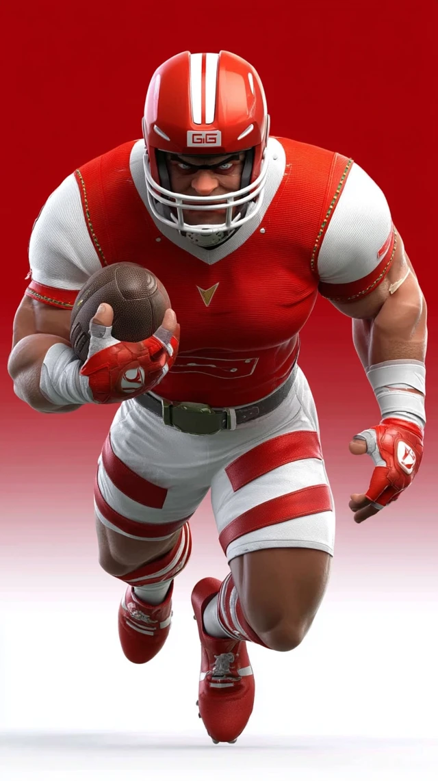 3D Rugby Player Sprinting with the Ball