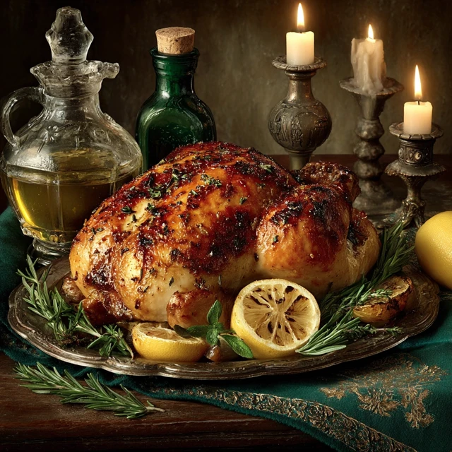 Delicious Roasted Chicken Dinner Photorealistic
