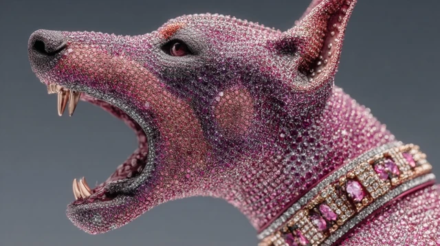 Jeweled Angry Doberman Barking Art