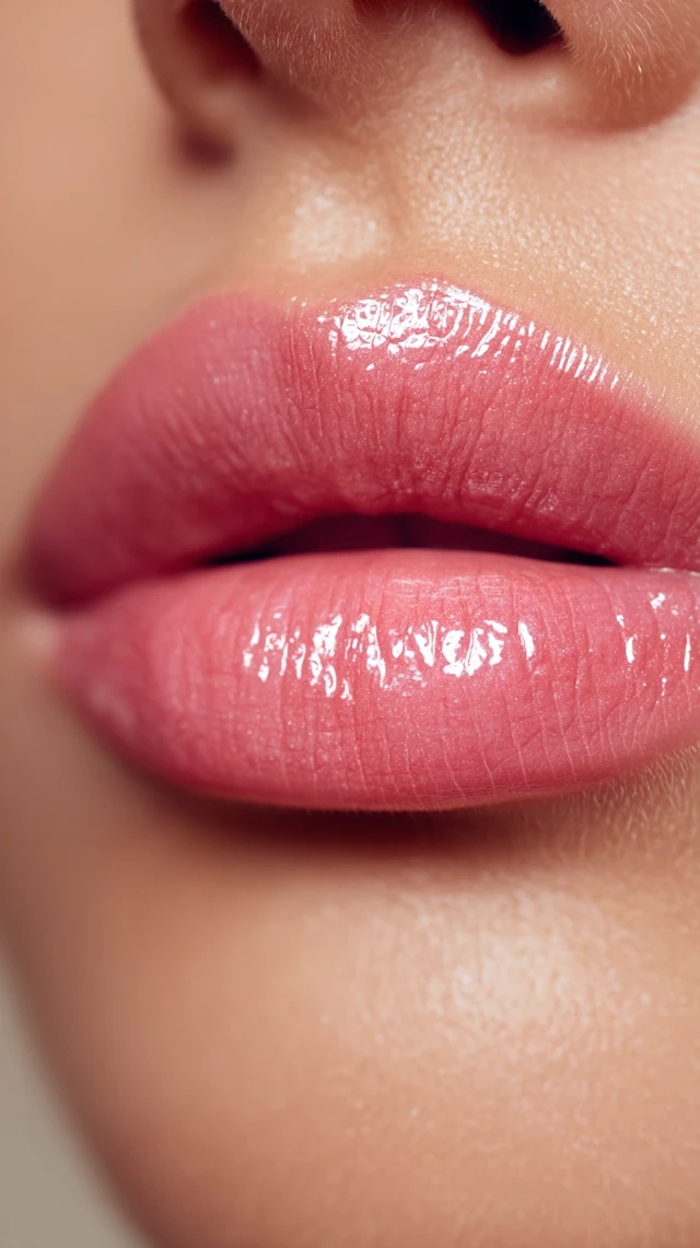 Lip Filler Injections Close Up Plump Glossy Lips Beauty